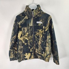 Columbia Camo Fleece Full Zip Jacket Boy's XS 6/7 Mock Neck