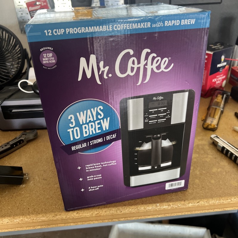 Mr Coffee Rapid Brew 12-Cup Programmable Coffee Maker Black Silver BVMC-EHX12BL