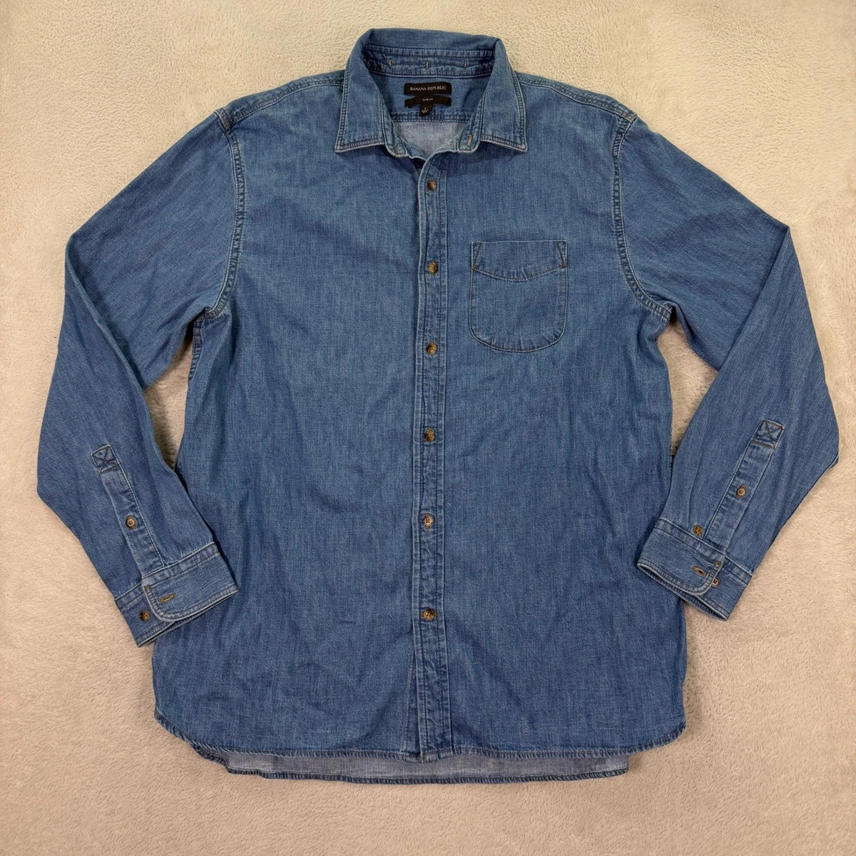 Banana Republic Denim Casual Button-Down Shirts for Men for sale