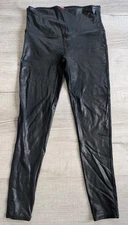 Spanx Faux Leather Leggings Shiny Women's Size XL Petite #2437Q Black