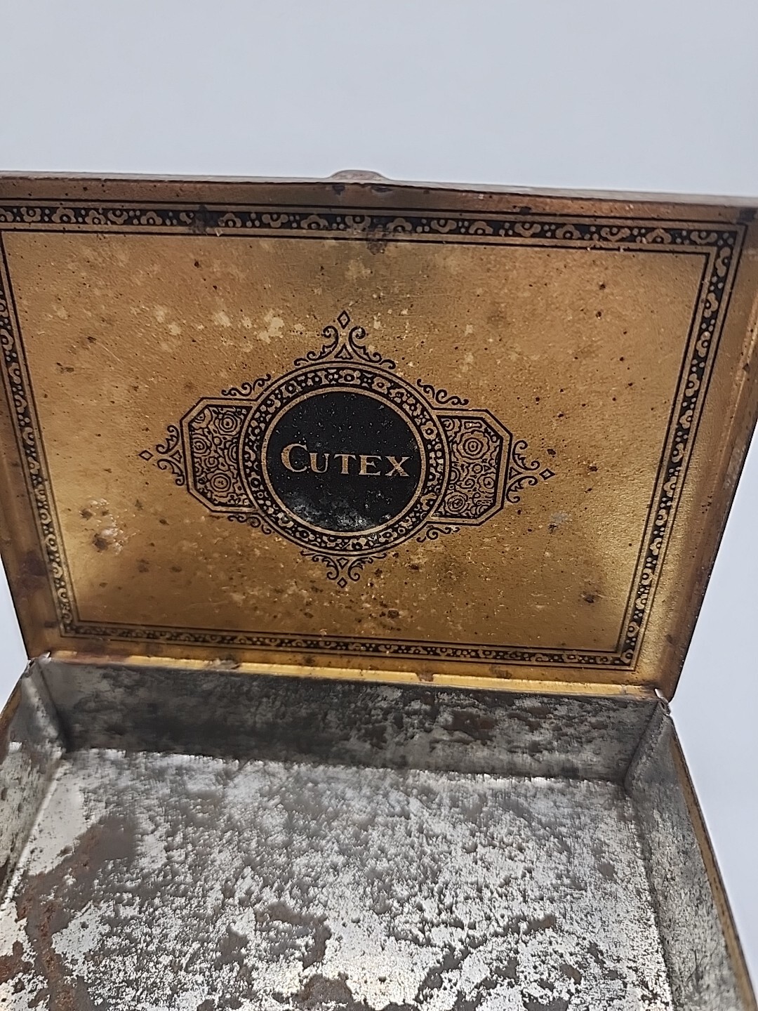 Vintage Art Deco Metal Cutex Five Minute Set Advertising Tin Litho Box Manicure