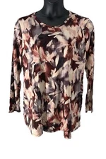 LOGO by Lori Goldstein Rayon 230 Midnight Floral Long Sleeve Neutral