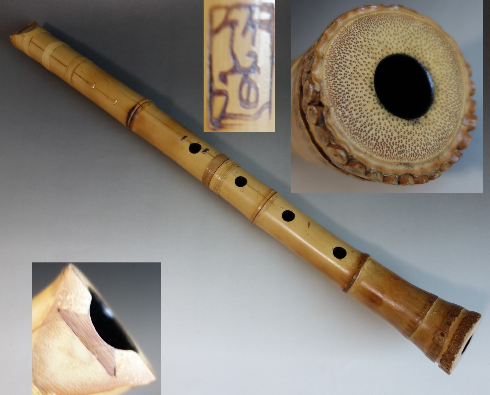 shakuhachi Chikudo sign name vertical bamboo flute musical instrument 94 crack eBay