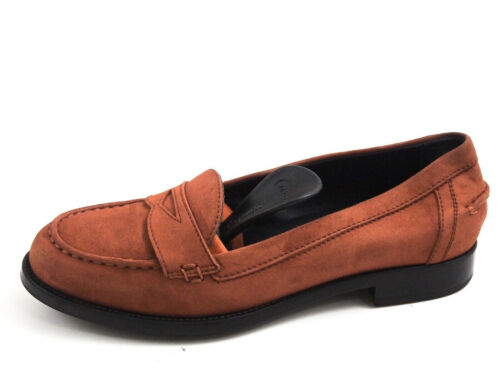 Tod's Penny Loafers Brick Orange Suede Womens Shoe Size EU 37 US 7 - Picture 1 of 8