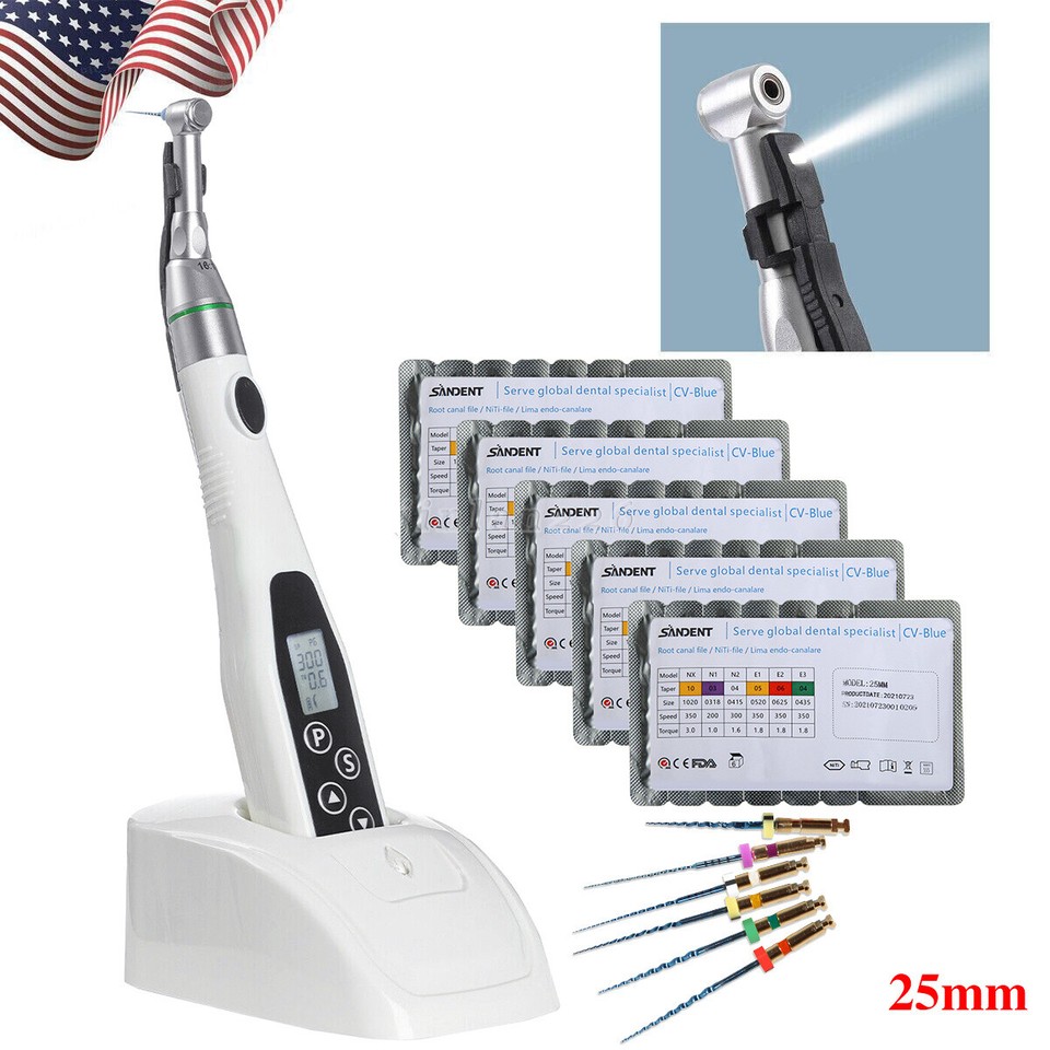 Moteur Endodontique Sans Fil LED Avec Contre-angle 16:1 + 6 Limes Niti - Pour Dentiste - Neuf