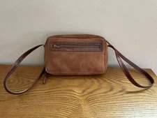 Furla Brown Suede & Leather Handbag Brass Hardware Made in Italy Vintage