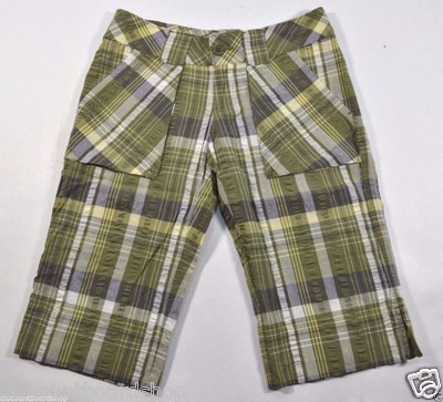Split BUSTED FAT Green White Yellow Plaid Lightweight Surf Junior's Long Shorts