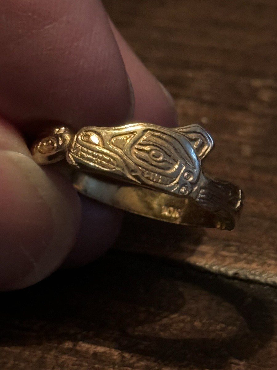 Vintage Alaskan Men's Ring “Tlingit/Haida” Solid Gold “Wolf” Bill