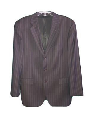 DOLCE&GABBANA Made in Italy, Black Wool, Striped, 3 Button Men's Blazer, US S