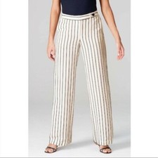 NWT J. Jill Striped Linen Blend Wide Leg Pants Navy Cream Plus Size 16