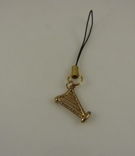 Music harp cell phone or purse charm strap zipper pull goldtone