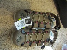 New Womens Eddie Bauer Blakely Shitake Brown Leather Bump Toe Sandals Size 9M