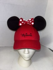 Disney Minnie Mouse Polka Dot Baseball with Ears, Red Womens Hat Cap Adult