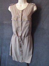 Banana Republic Camo Olive Sleeveless Sexy Safari Bronze Snap Mini Shirt Dress 4