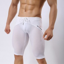 Men Swim Jammers Quick Dry Swimming Shorts Drawstring Swimwear Trunks Plain