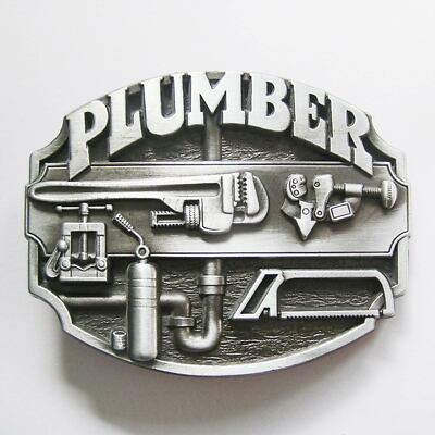 Buckle PLUMBER, mit Eisensäge, Klempner, Installateur, Gürtelschnalle