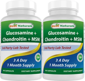 2 Pack Best Naturals Glucosamine Chondritine MSM 90 Capsules