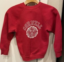 VTG 80s Cornell University Crest Logo Sweatshirt Red Made in USA Youth Med 10-12