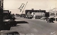 Real Photo Postcard Street Scene looking West, Riverton, Wyoming - ca 1930s