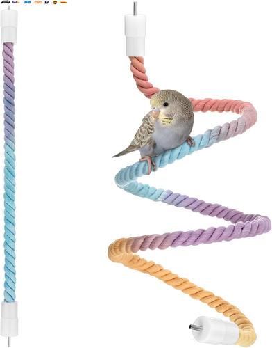 2Pcs Gradient Colorful Bird Rope Perches Stand Pole Bird Cage Bendable ...