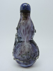 Antique Chinese amethyst glass with Lapis stopper Snuff Bottle