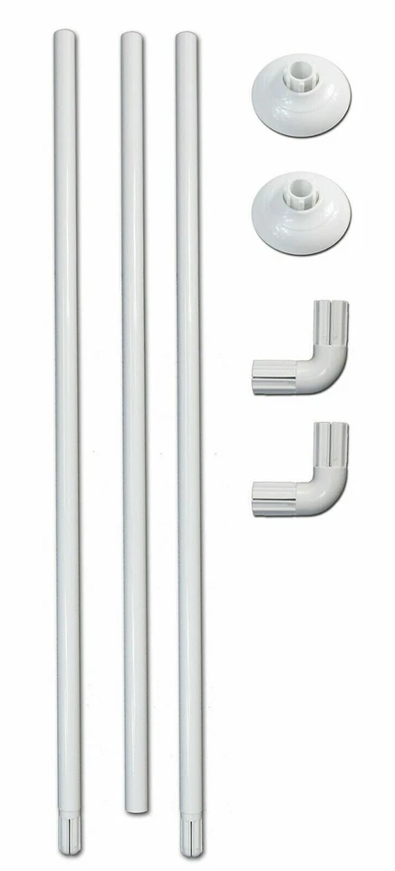 Bastone tenda doccia regolabile aste 80cm bianco angolare bianco e argento bagno - Immagine 3 di 4