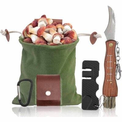 Pilzmesser mit Bürste,Pilztasche,Pilze Sammeln,Schwammerlmesser aus Hochwertigen