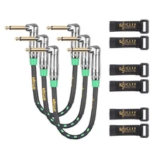 Clef Audio Labs Guitar Patch Cable 6.35mm TS to 6.35mm TSGreen Braided - 6IN-3PK