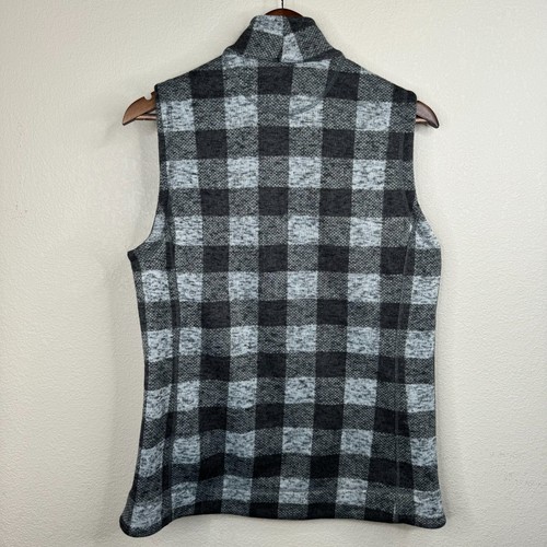 Calvin Klein Women's Glenn Plaid Knit Full Zip Sleeveless Black/Gray Size Small - Picture 8 of 11
