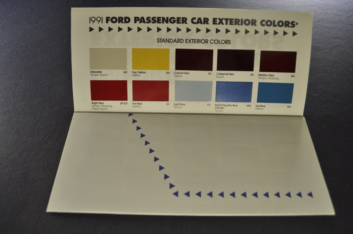 1991 Ford Paint Chip Colors Brochure Mustang Thunderbird LTD