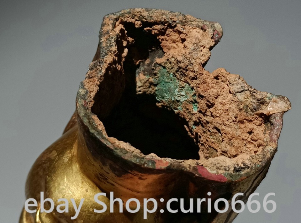 7.8" Old China Bronze Ware Gold Gilt Guanyin Kwanyin Goddess Head bust