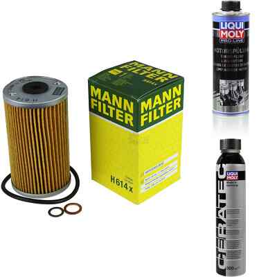 MANN-FILTER ÖLFILTER H 614 x + LIQUI MOLY Cera Tec 3721 + Motorspülung 2427