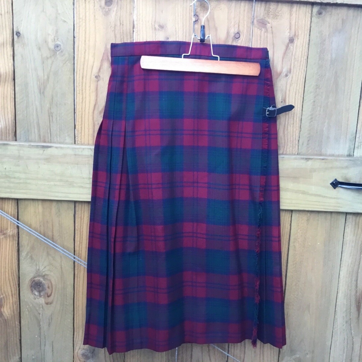 Vntg Strathmore Red Tartan Womens Pleated Kilt Skirt 100% Pure New