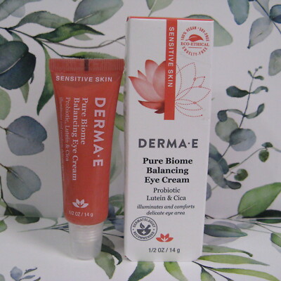 DERMA E Pure Biome Balancing Eye Cream Probiotic Lutein .5 Oz / 14g New In Box