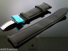 King Master 24mm Black Leather Silver Buckle Watch Band Strap