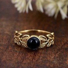 Black Onyx Silver Ring, 925 Sterling Silver Round Shape Gemstone Ring, Designer