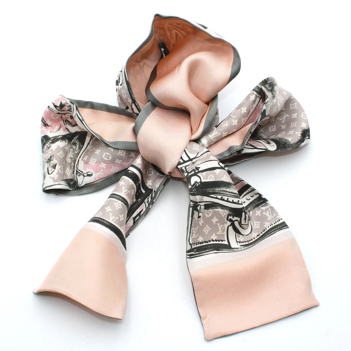 Louis Vuitton Bandeau Trunk Scarf 100% Silk M73965 Rose Poudre 