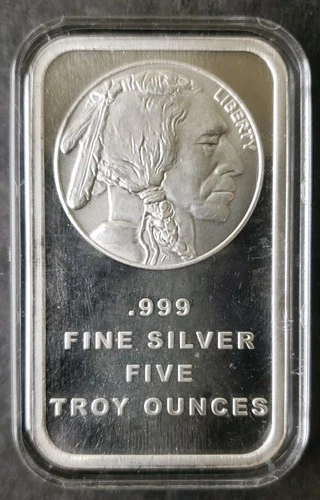 SilverTowne 5oz Silver Buffalo Bar in a Capsule