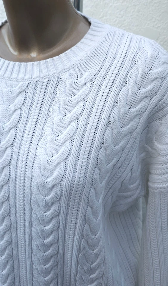 Superdry Cable Knit White Jumper Size 12 Sweater Top - Image 2 of 4
