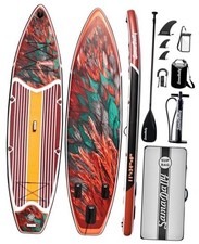 11'x34'' Inflatable Stand Up Paddle Board, Wide  Stable Paddle Iridescent