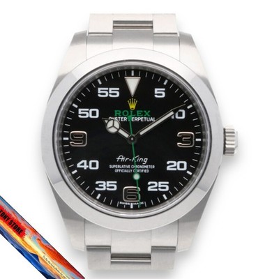 Rolex Air King 116900 SS Watch Arabic Numerals Black Dial Excellent