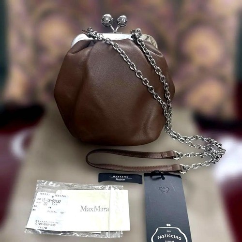 WEEKEND MAX MARA Pasticcino Leather Clutch Shoulder Bag Small Used From Japan