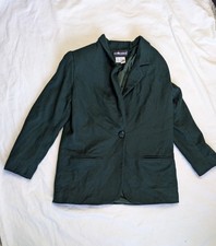 Vintage Sag Harbor 100 Wool Green Single Button Blazer Women's Size 10P