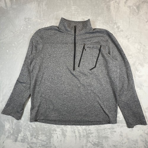 Eddie Bauer Pullover Mens XL Gray First Ascent Quarter Zip Heathered Active Top