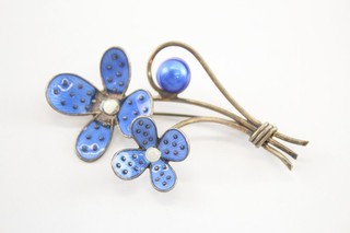 Edelmetall Norway Sterling Silver Brooch Guilloche Flower for Repair (12g)