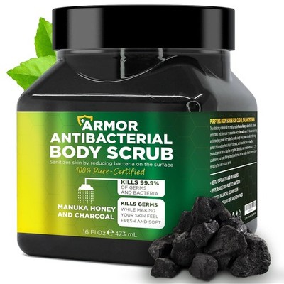 Antibacterial Body Scrub | Manuka Honey & Charcoal fresh & Soft Skin | 16 fl oz