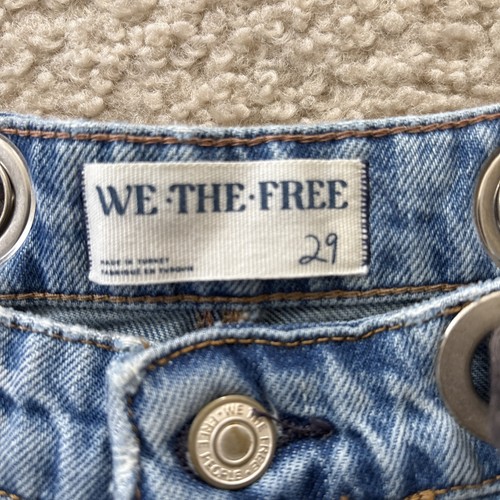 free people we the free moxie pull-on barrel jeans 29 timeless blue Distress - Picture 2 of 12