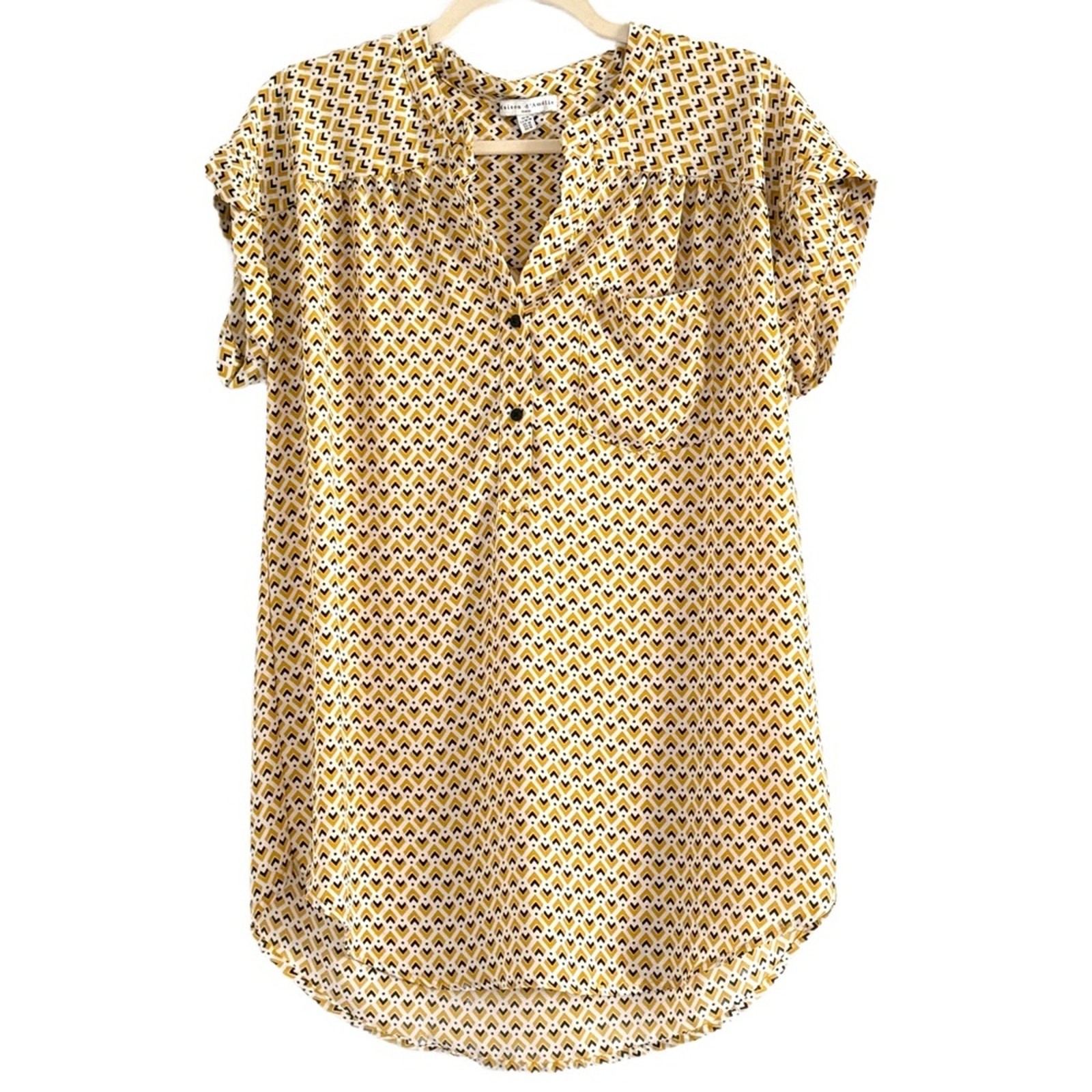 Chic Yellow Patterned Blouse - image 1