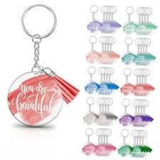 50 Pcs Inspirational Keychains Bulk Employee Appreciation Gift Watercolor