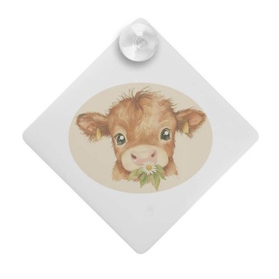 ''Baby Highland Kuh frisst Blume'' Saugnapf Auto Fenster Schild (CG00029617)